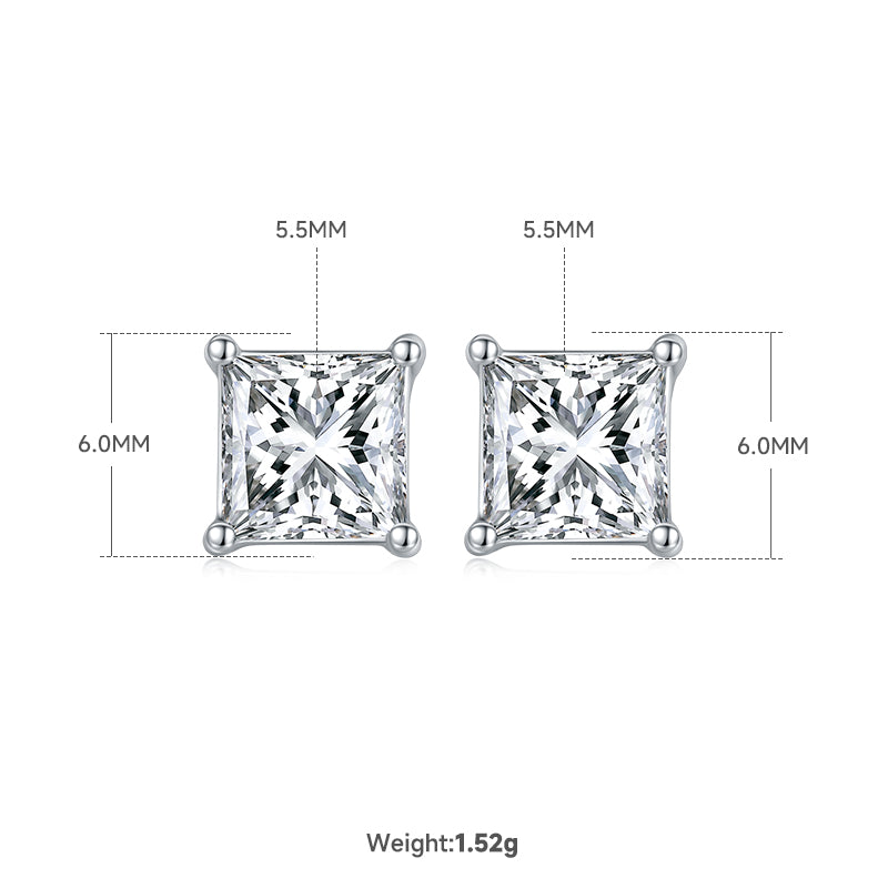Princess Cut Moissanite Classic Pendant & Stud Earrings Set in White Gold Plated Sterling Silver#3