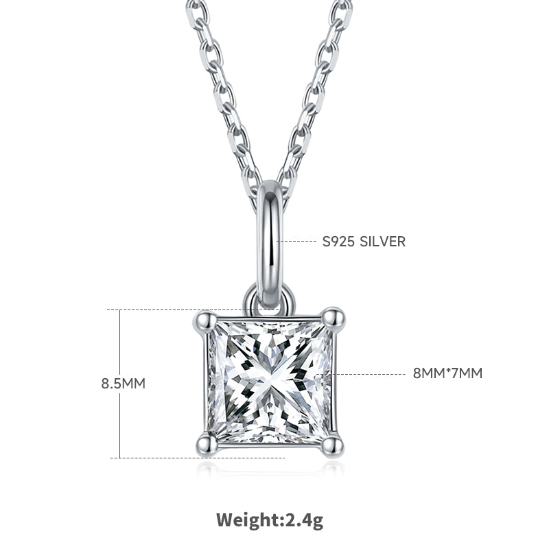 Princess Cut Moissanite Classic Pendant & Stud Earrings Set in White Gold Plated Sterling Silver#4