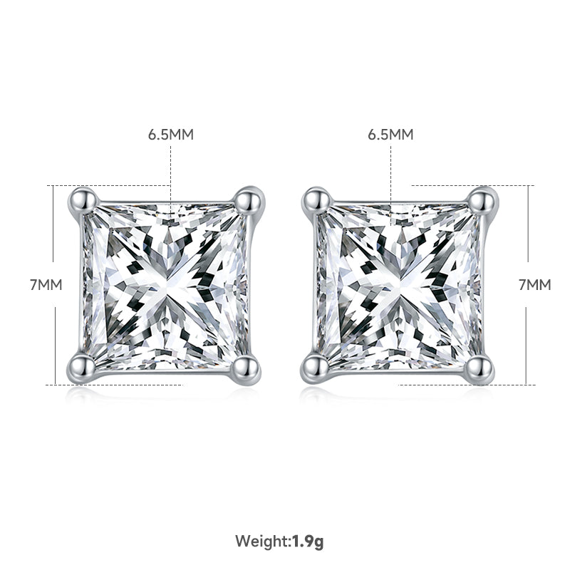 Princess Cut Moissanite Classic Pendant & Stud Earrings Set in White Gold Plated Sterling Silver#5