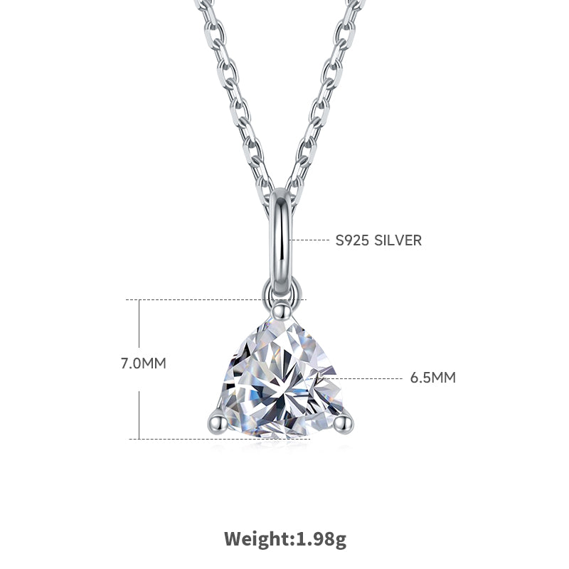 Trillion Cut Moissanite Classic Pendant & Stud Earrings Set in White Gold Plated Sterling Silver#0