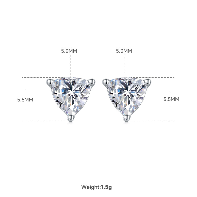 Trillion Cut Moissanite Classic Pendant & Stud Earrings Set in White Gold Plated Sterling Silver#1