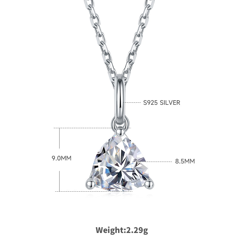 Trillion Cut Moissanite Classic Pendant & Stud Earrings Set in White Gold Plated Sterling Silver#2