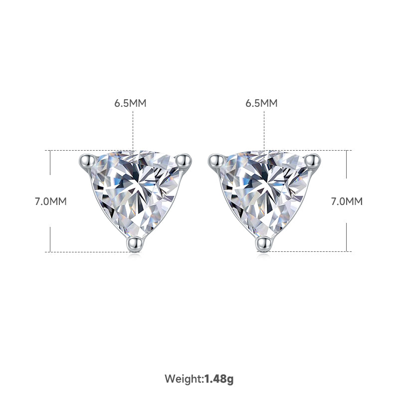 Trillion Cut Moissanite Classic Pendant & Stud Earrings Set in White Gold Plated Sterling Silver#3