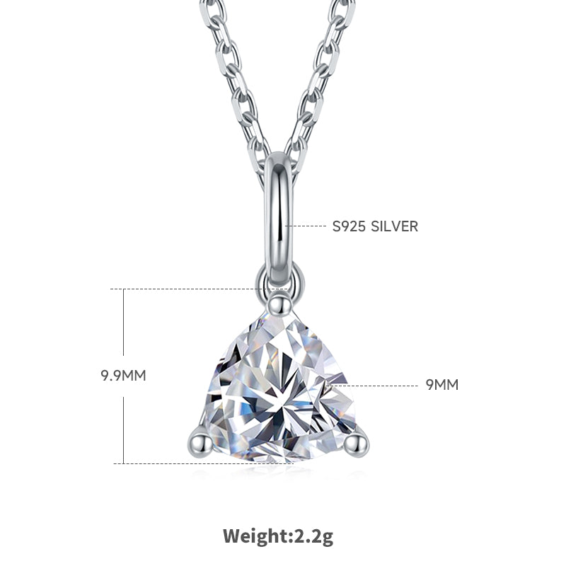 Trillion Cut Moissanite Classic Pendant & Stud Earrings Set in White Gold Plated Sterling Silver#4