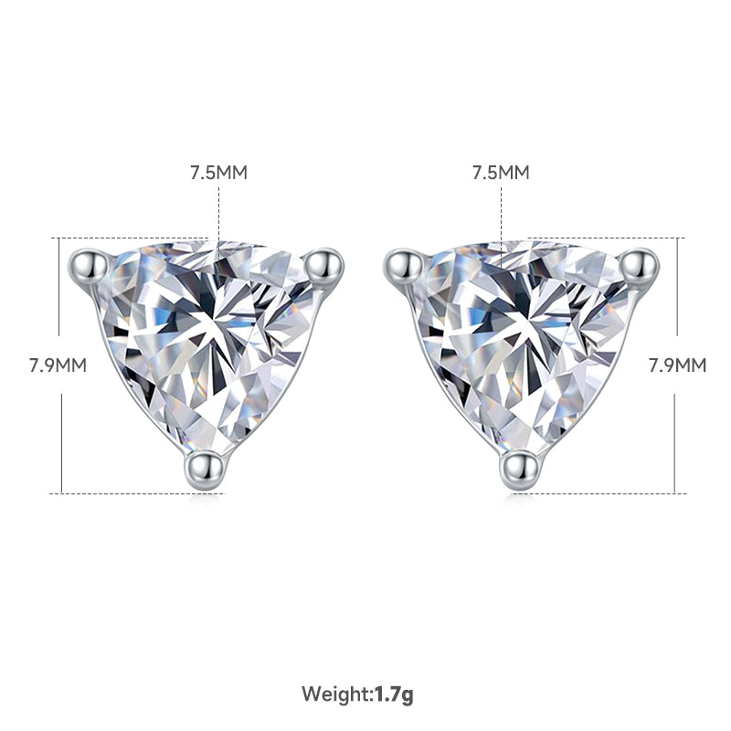 Trillion Cut Moissanite Classic Pendant & Stud Earrings Set in White Gold Plated Sterling Silver#5