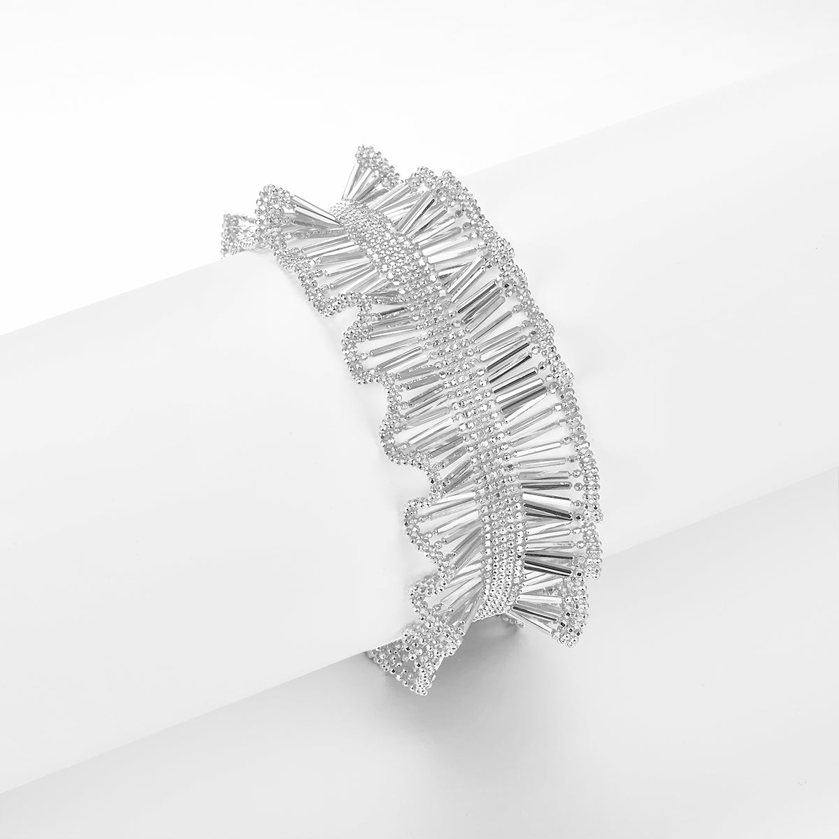 Italian Woven Lace Dainty Sparkle Bracelet in 18K Yellow Gold Plated Sterling Silver#0
