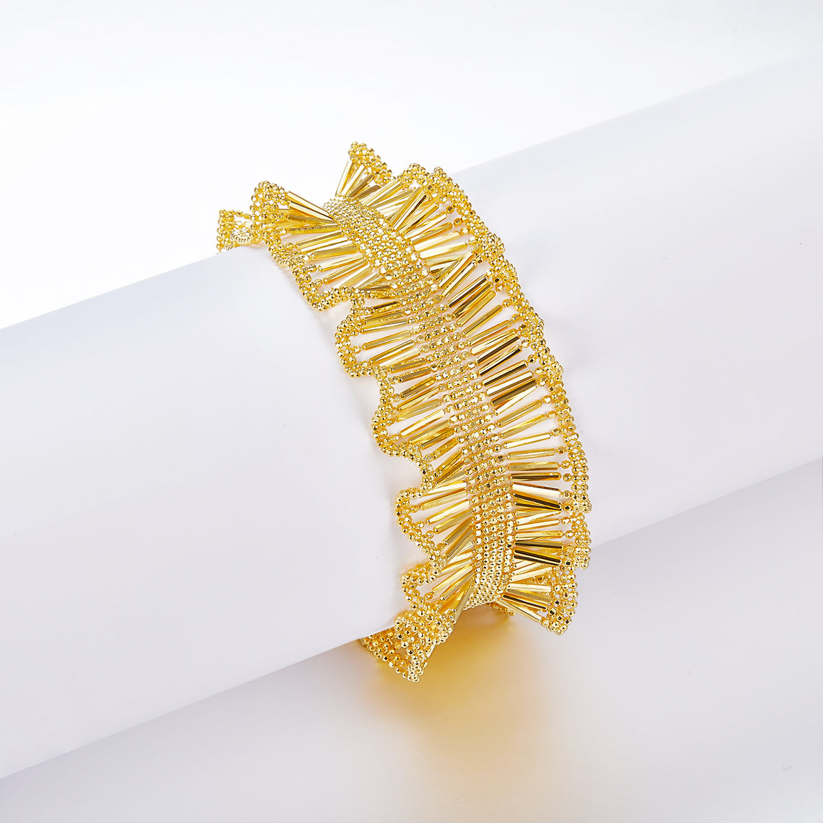 Italian Woven Lace Dainty Sparkle Bracelet in 18K Yellow Gold Plated Sterling Silver#1