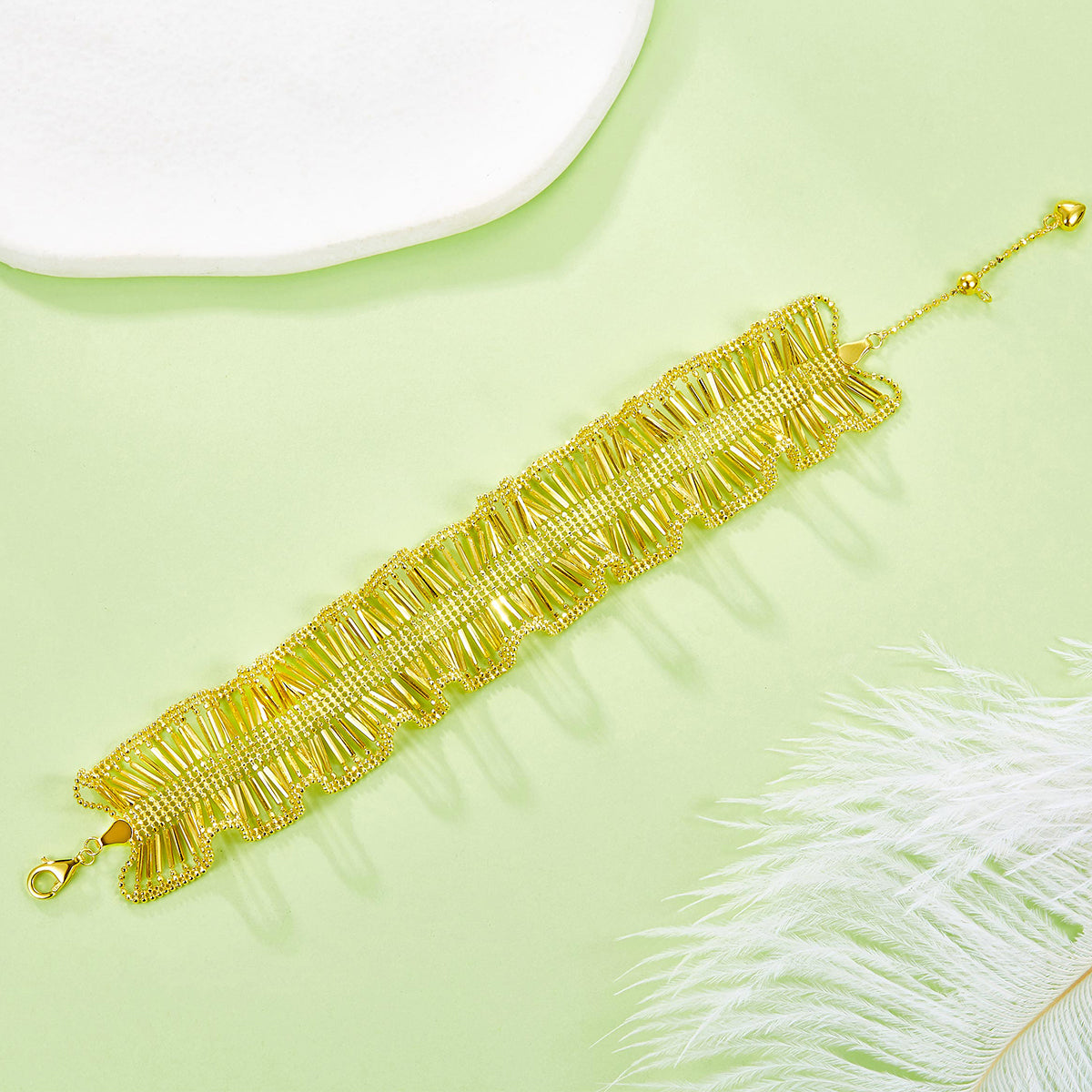 Italian Woven Lace Dainty Sparkle Bracelet in 18K Yellow Gold Plated Sterling Silver#4