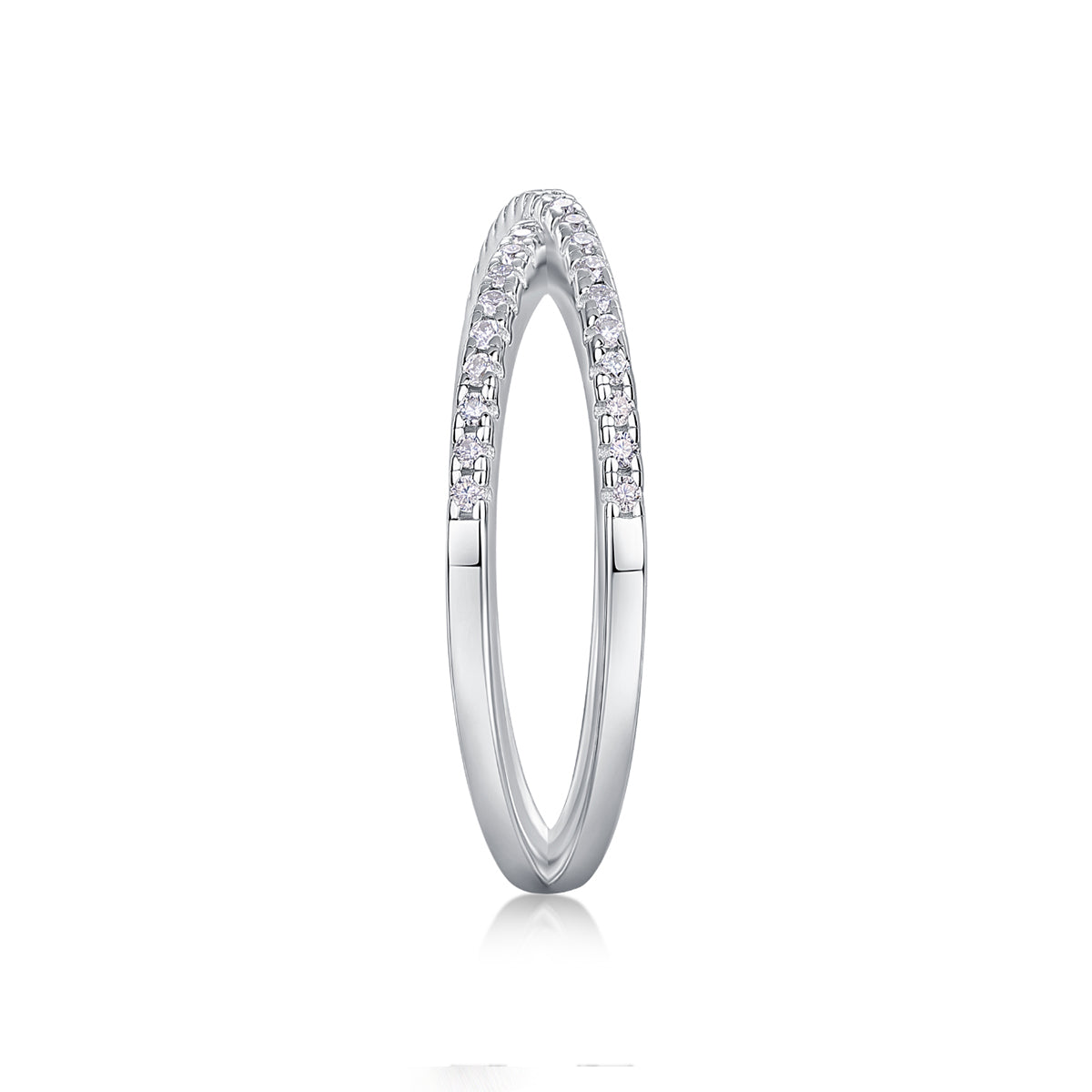 0.246 CT Moissanite Melee Ring in 18K White Gold Plated Sterling Silver#2