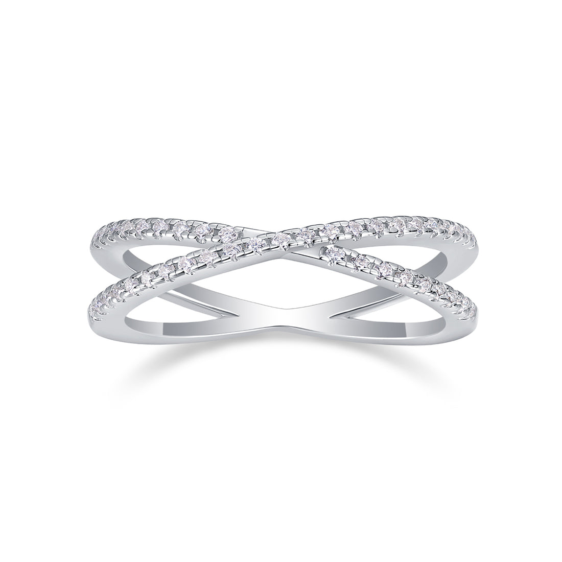 0.246 CT Moissanite Melee Ring in 18K White Gold Plated Sterling Silver#3