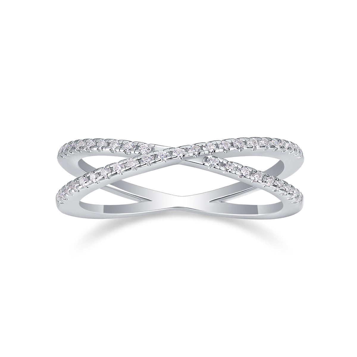 0.246 CT Moissanite Melee Ring in 18K White Gold Plated Sterling Silver#3