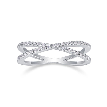 0.246 CT Moissanite Melee Ring in 18K White Gold Plated Sterling Silver#3