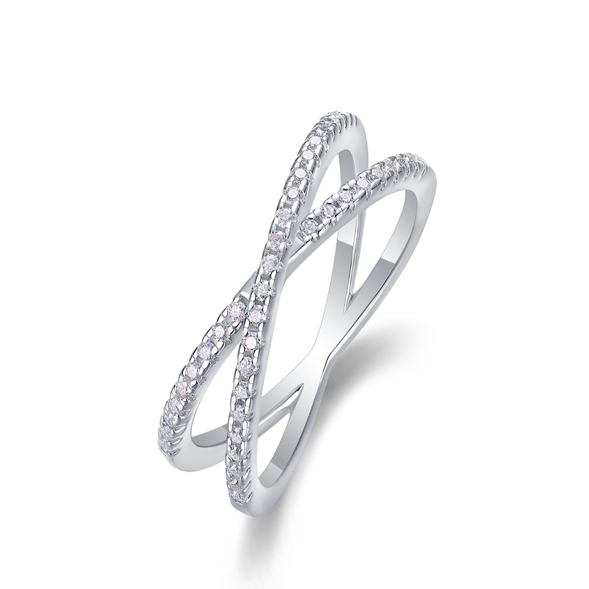 0.246 CT Moissanite Melee Ring in 18K White Gold Plated Sterling Silver#0
