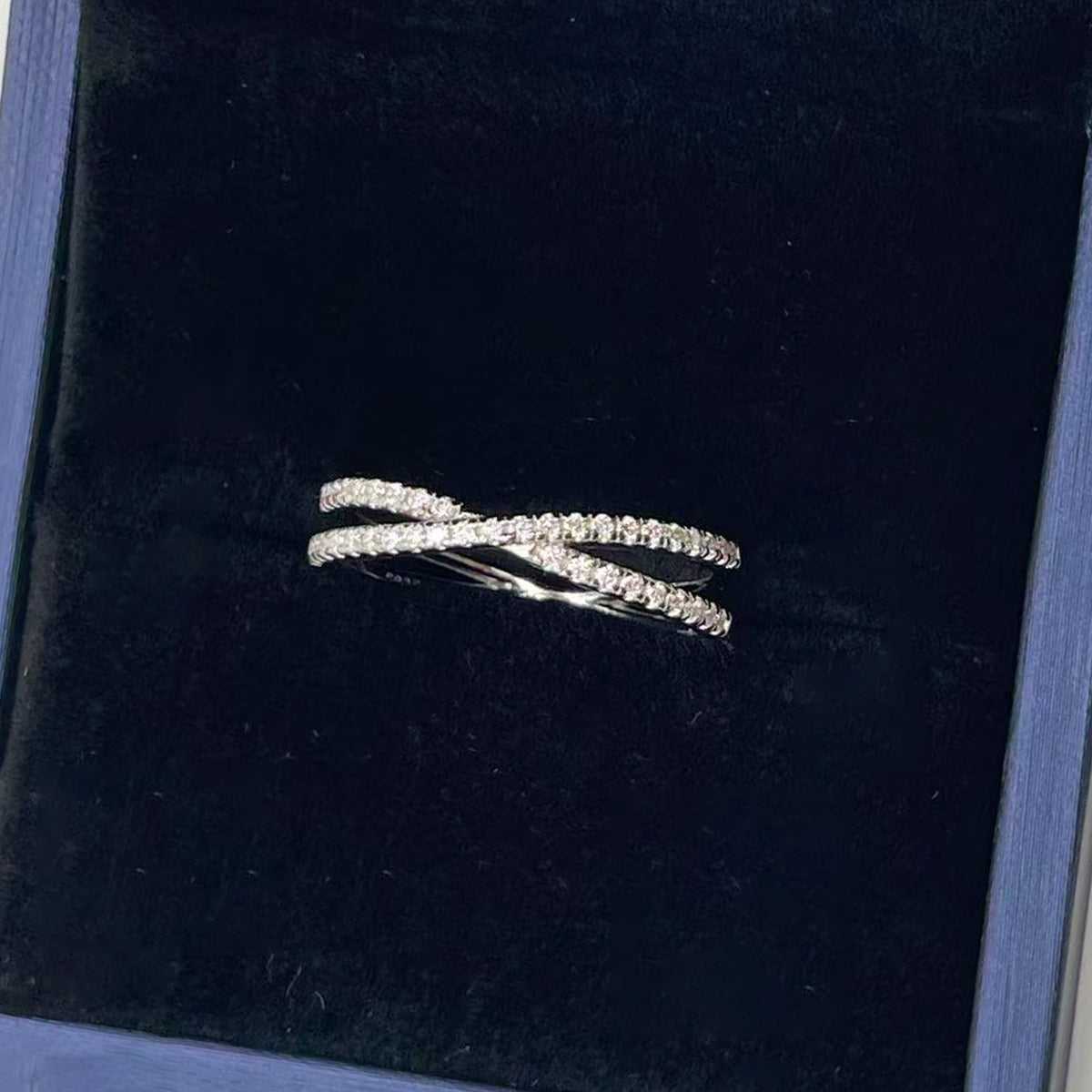 0.246 CT Moissanite Melee Ring in 18K White Gold Plated Sterling Silver#7