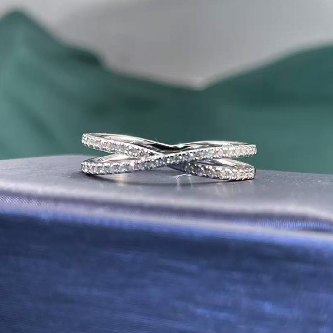 0.246 CT Moissanite Melee Ring in 18K White Gold Plated Sterling Silver#3