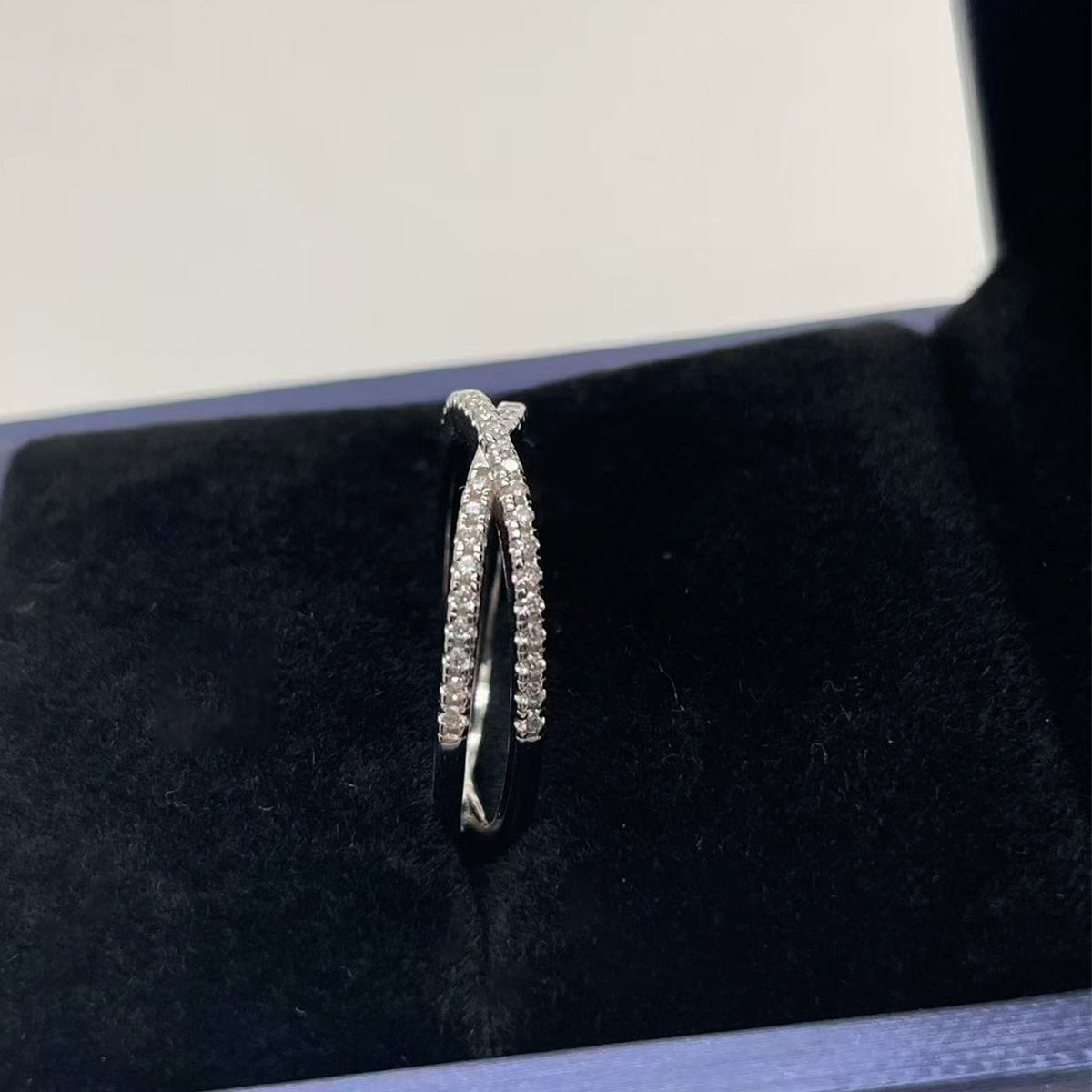 0.246 CT Moissanite Melee Ring in 18K White Gold Plated Sterling Silver#6