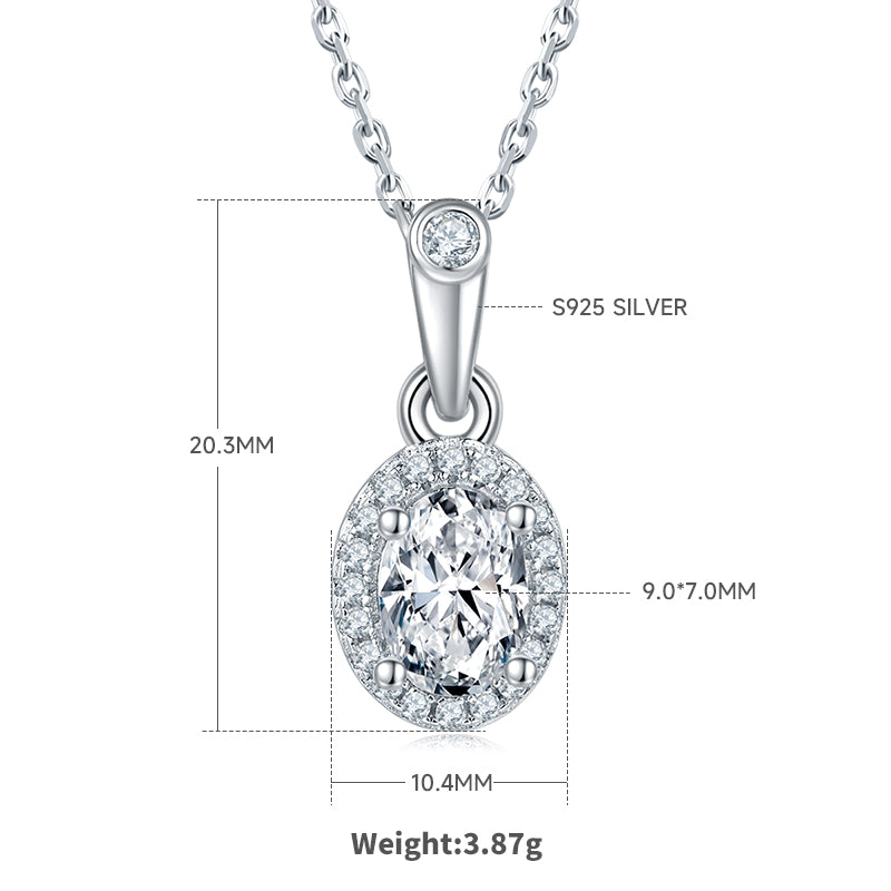Oval Cut Moissanite Dainty Pendant & Stud Earrings Set in White Gold Plated Sterling Silver#2