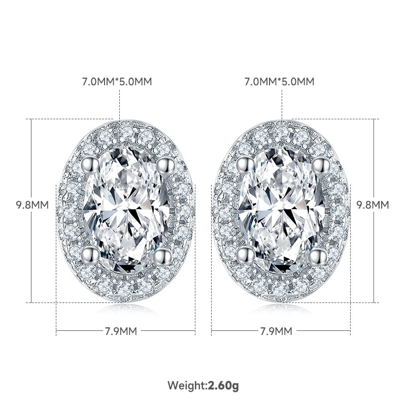Oval Cut Moissanite Dainty Pendant & Stud Earrings Set in White Gold Plated Sterling Silver#3
