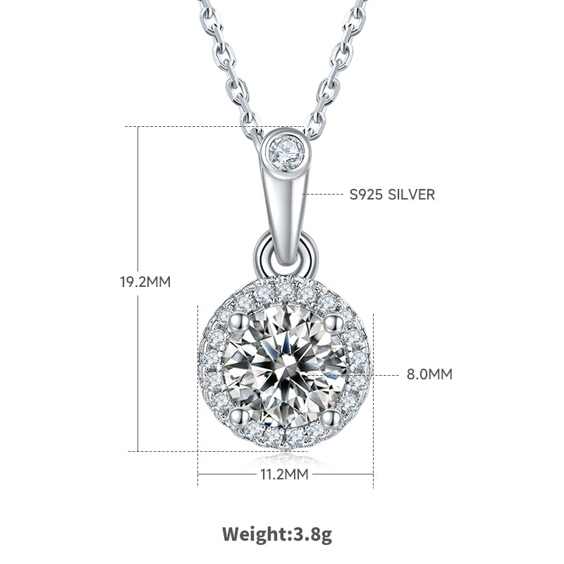 Round Cut Moissanite Dainty Pendant & Stud Earrings Set in White Gold Plated Sterling Silver#2