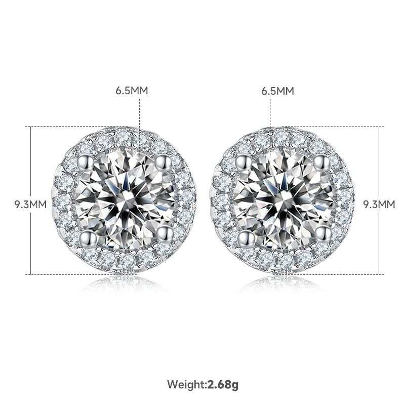 Round Cut Moissanite Dainty Pendant & Stud Earrings Set in White Gold Plated Sterling Silver#3