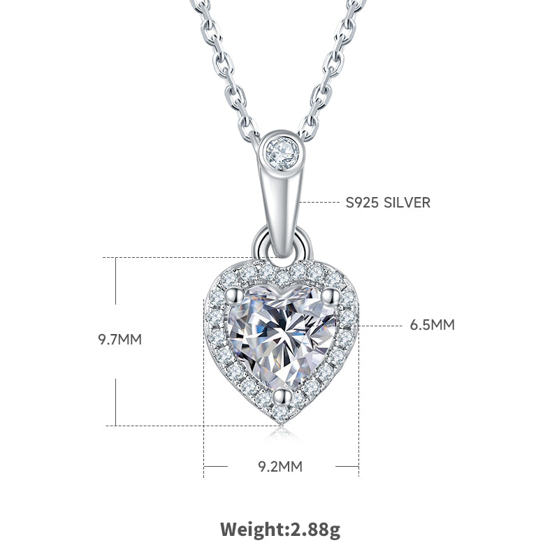 Heart Cut Moissanite Dainty Pendant & Stud Earrings Set in White Gold Plated Sterling Silver#0
