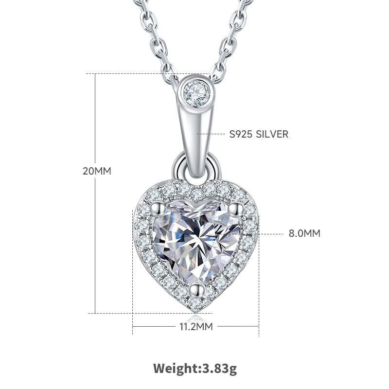 Heart Cut Moissanite Dainty Pendant & Stud Earrings Set in White Gold Plated Sterling Silver#2