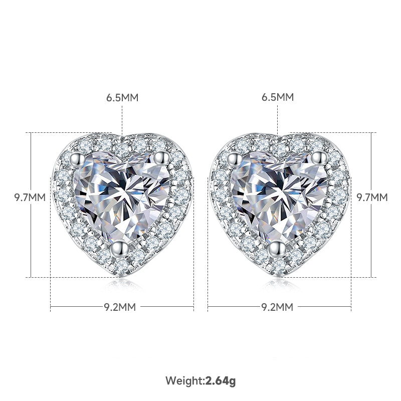 Heart Cut Moissanite Dainty Pendant & Stud Earrings Set in White Gold Plated Sterling Silver#3