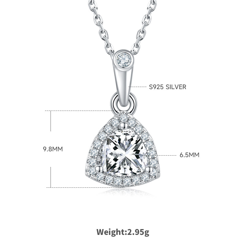 Trillion Cut Moissanite Dainty Pendant & Stud Earrings Set in White Gold Plated Sterling Silver#0