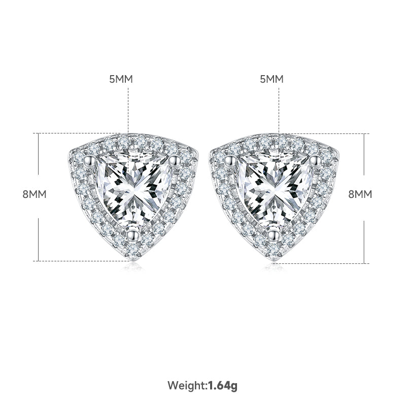 Trillion Cut Moissanite Dainty Pendant & Stud Earrings Set in White Gold Plated Sterling Silver#1