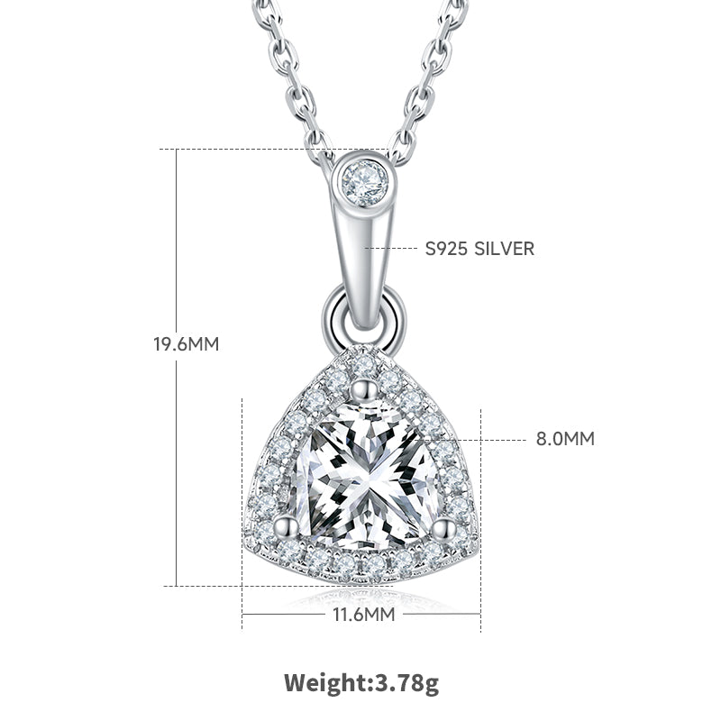 Trillion Cut Moissanite Dainty Pendant & Stud Earrings Set in White Gold Plated Sterling Silver#2