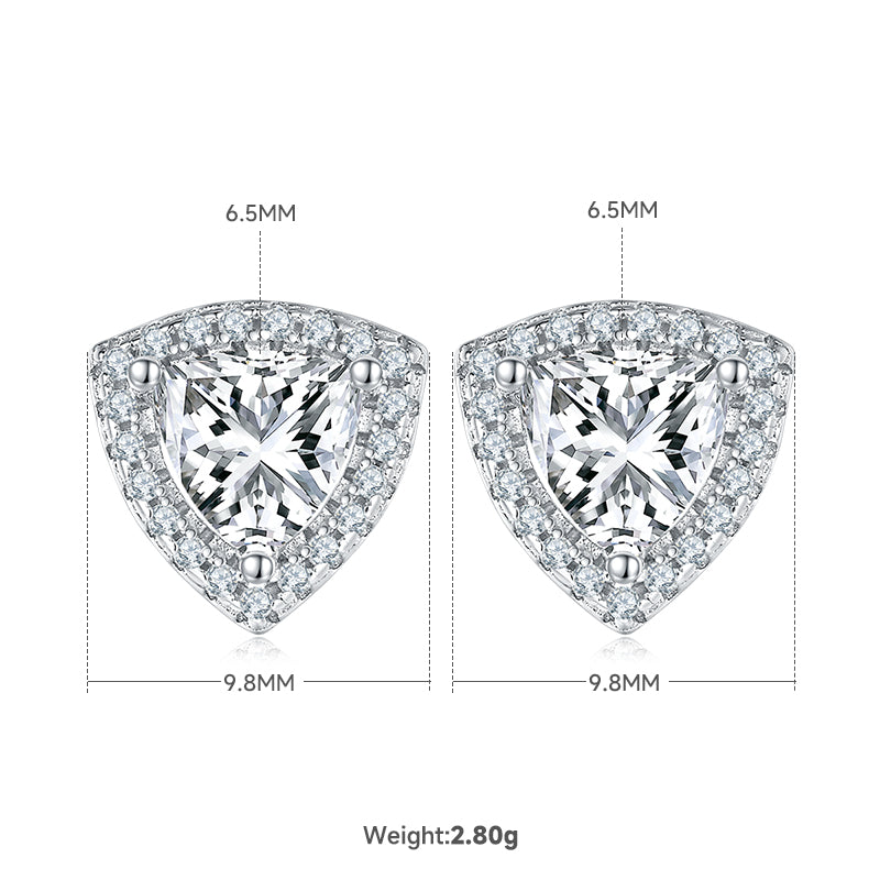 Trillion Cut Moissanite Dainty Pendant & Stud Earrings Set in White Gold Plated Sterling Silver#3