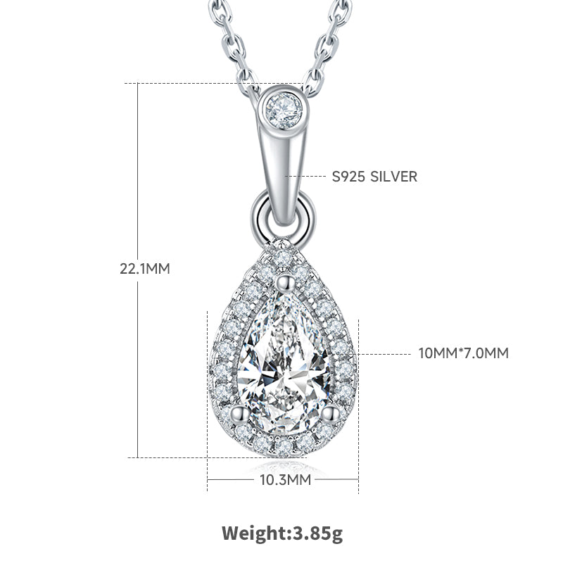 Pear Cut Moissanite Dainty Pendant & Stud Earrings Set in White Gold Plated Sterling Silver#2