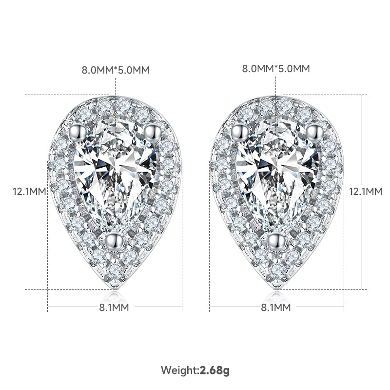 Pear Cut Moissanite Dainty Pendant & Stud Earrings Set in White Gold Plated Sterling Silver#3