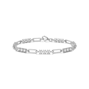 2.1 CT Moissanite Minimalist Geometric Interlocking Bracelet in 18K White Gold Plated Sterling Silver#0