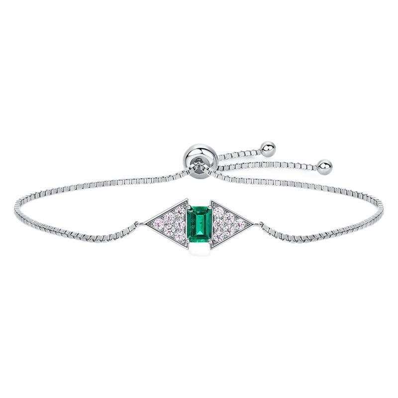Lab-Grown Colored Gemstone Fashion Bracelet (Main Stone 6x4mm Each) in 18K White Gold Plated Sterling Silver#1
