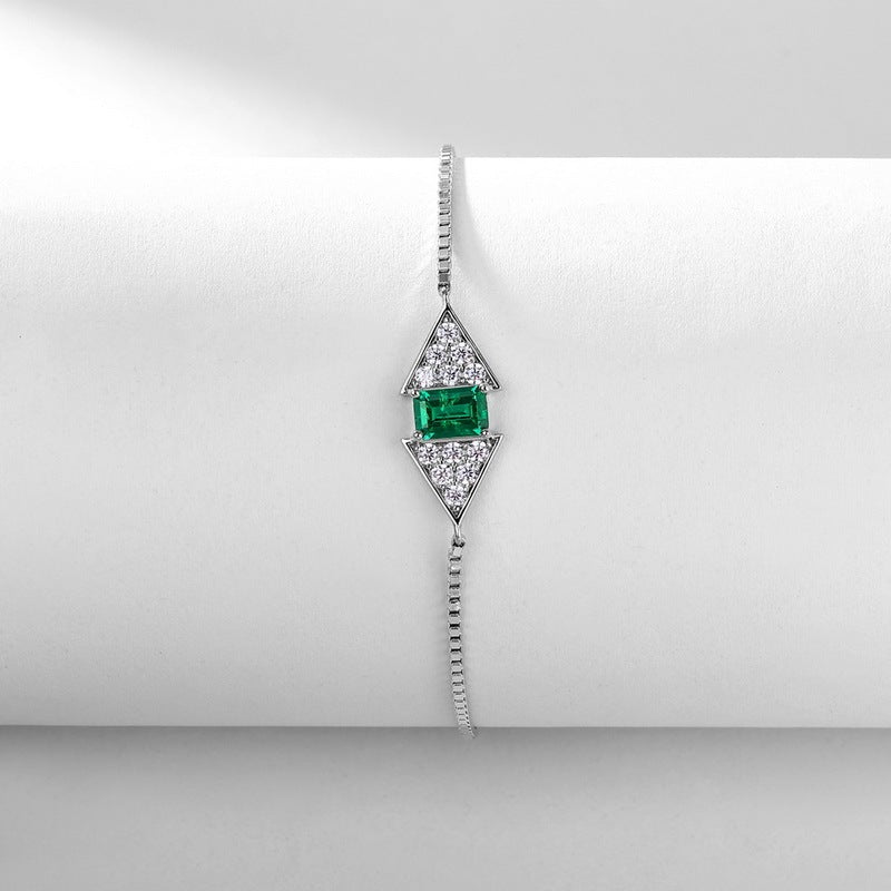 Lab-Grown Colored Gemstone Fashion Bracelet (Main Stone 6x4mm Each) in 18K White Gold Plated Sterling Silver#2
