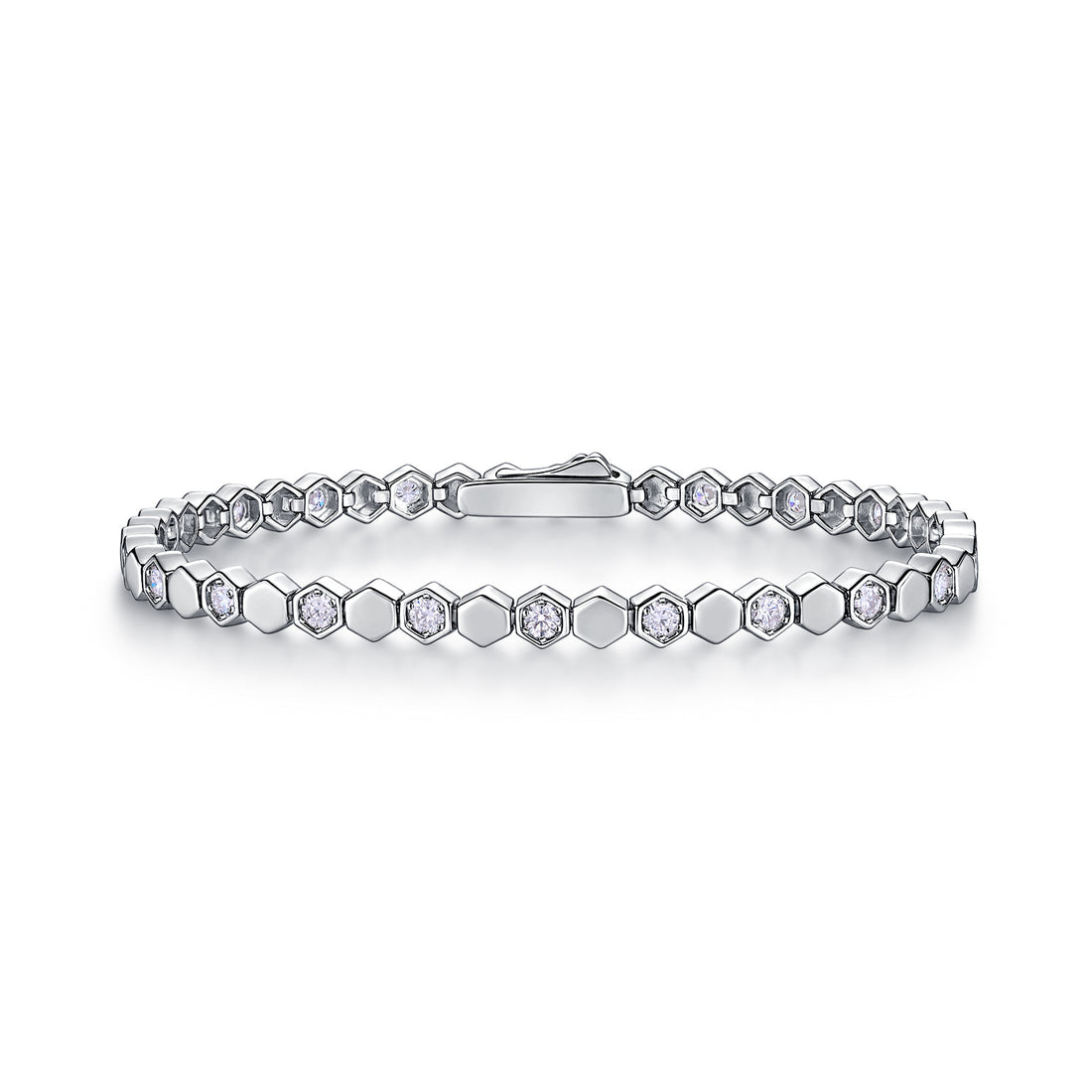 1.0 CT Moissanite Honeycomb Bracelet in 18K Yellow Gold Plated Sterling Silver#0