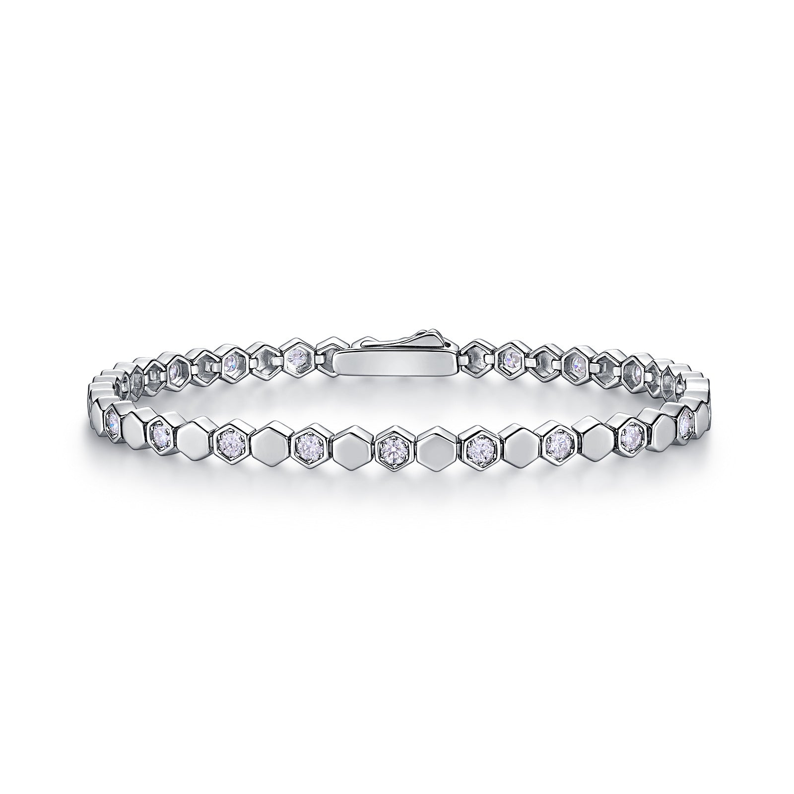 1.0 CT Moissanite Honeycomb Bracelet in 18K Yellow Gold Plated Sterling Silver#0