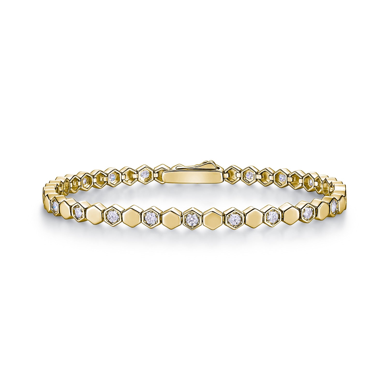 1.0 CT Moissanite Honeycomb Bracelet in 18K Yellow Gold Plated Sterling Silver#1
