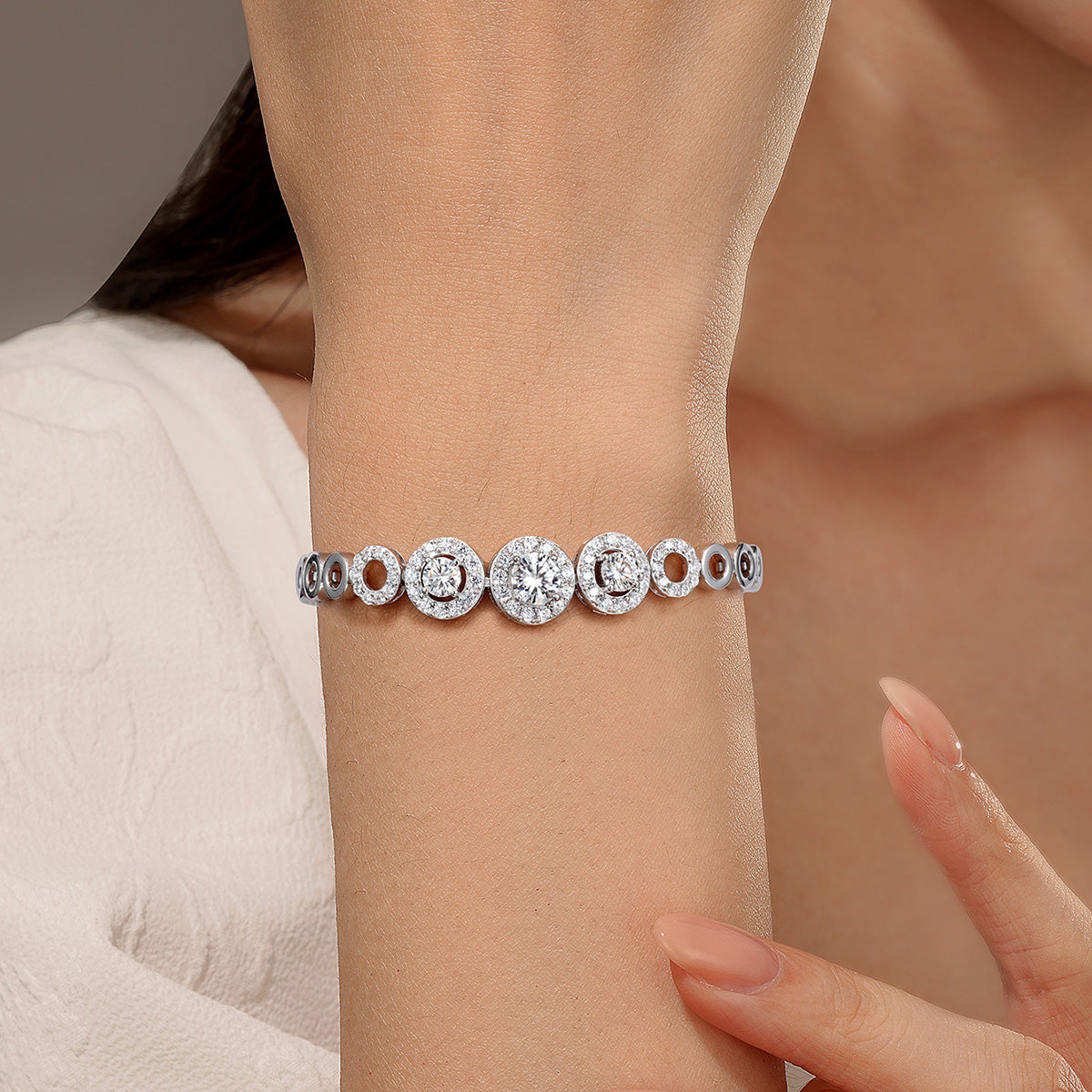 1.6 CT Round Cut Moissanite Bracelet in 18K Yellow Gold Plated Sterling Silver#8