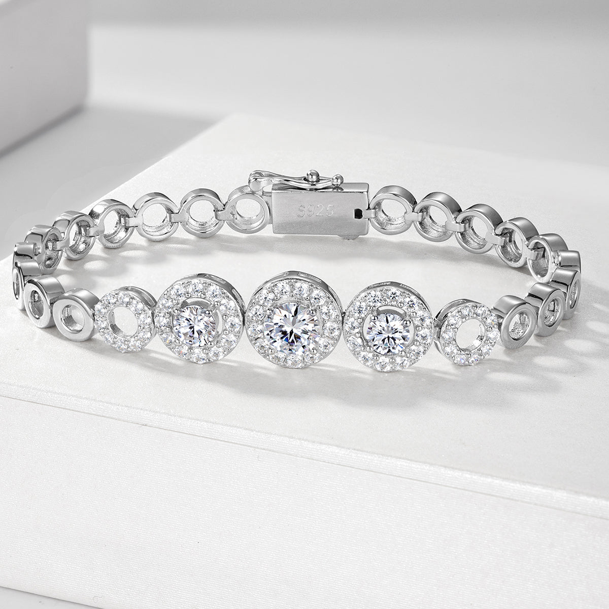 1.6 CT Round Cut Moissanite Bracelet in 18K Yellow Gold Plated Sterling Silver#2