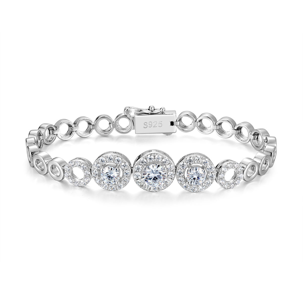 1.6 CT Round Cut Moissanite Bracelet in 18K Yellow Gold Plated Sterling Silver#1